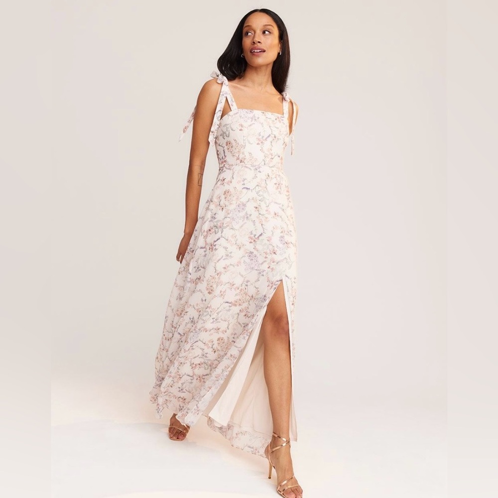 RW & Co Chiffon Bow Strap Long Cocktail Dress - Size 14